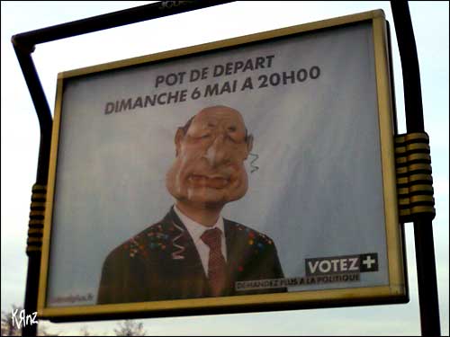 affiche pub canal + chirac guignols elections presidentielles 2007