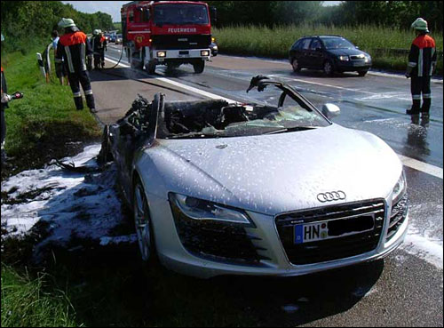 photo accident audi r8 crash sortie de route