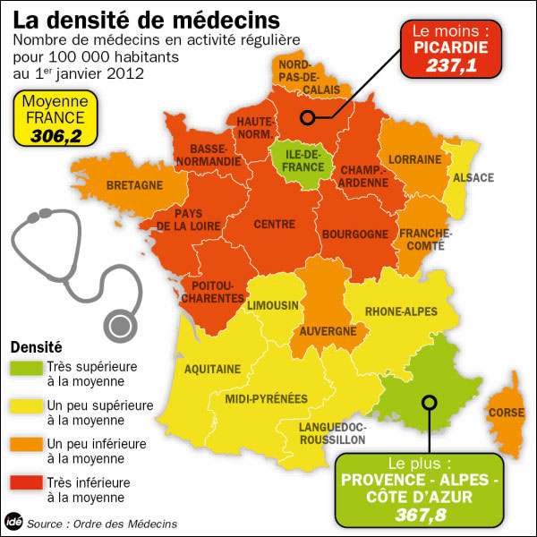 Carte de France des déserts médicaux BlogNote