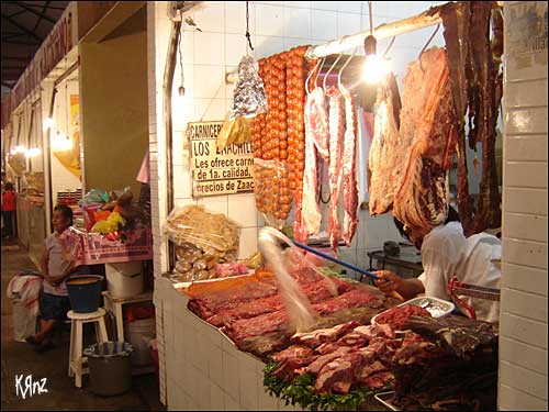vente viande marché artisanal mexique