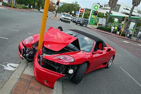 accident crash ferrari f360 360 modena spider