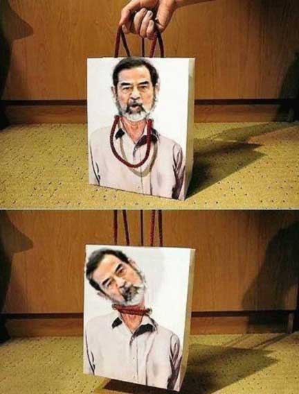 saddam hussein pendu corde cou sachet