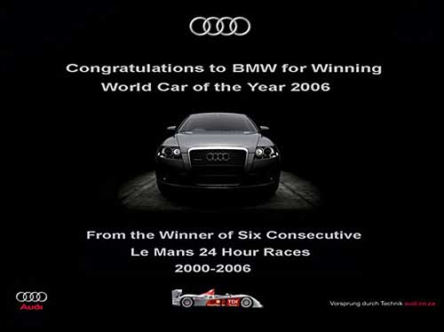 publicite audi voiture de l'annee victoire 24h du mans