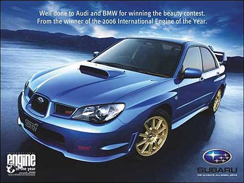 publicite subaru impreza wrx sti moteur de l'annee 2006 2007