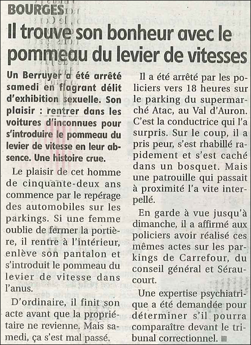 article journal bourges berry republicain photo exhibition sexuelle pommeau vitesse anus cul