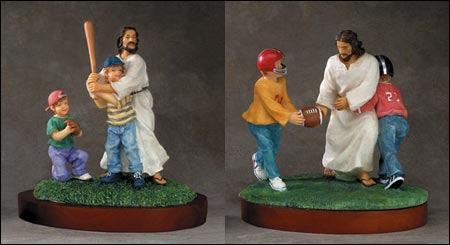 figurine statue jesus et ses potes football soccer baseball