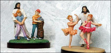 figurine statue jesus et ses potes sport golf danse garcon fille