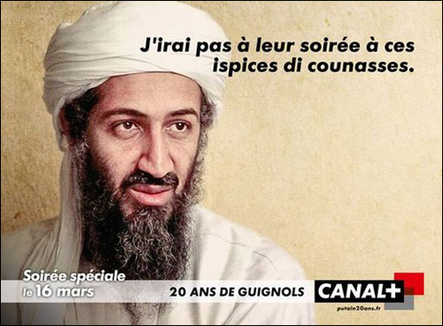 affiche pub guignols info 20 ans oussama ben laden