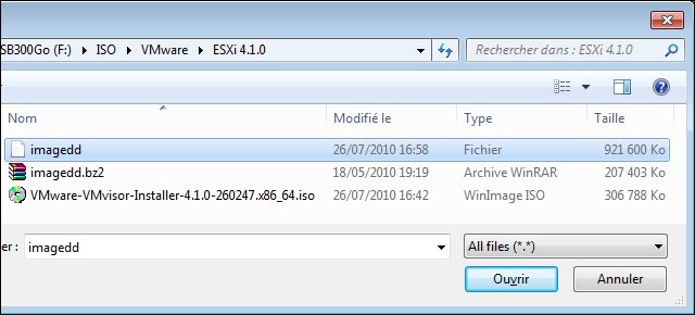 tutoriel installation vmware esxi 4.1 sur cle usb capture ecran