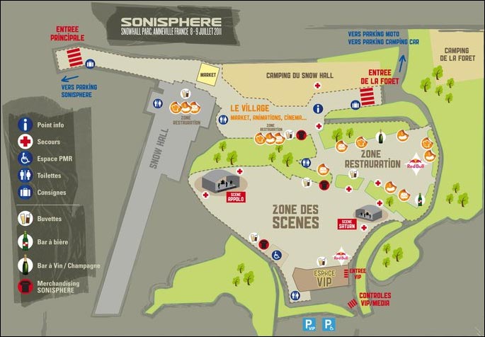 Sonisphere France 2011 plan du site camping dates concerts Big Four