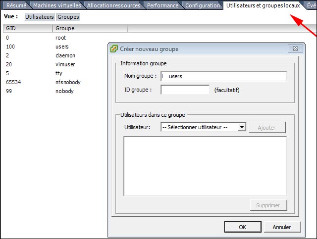 VMware ESX ESXi hyperviseur tutoriel creer utilisateur groupe droit acces