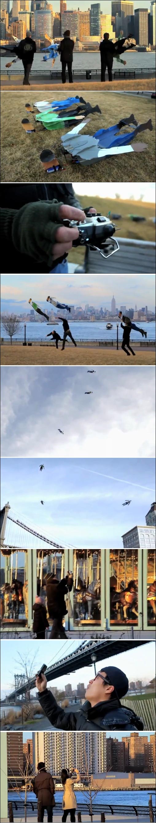 video hd buzz Flying People New York City homme volant fly like a bird