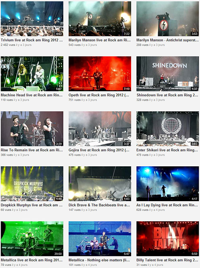 videos hd concert Rock am Ring 2012 Rock im Park Metallica Skrillex Trivium