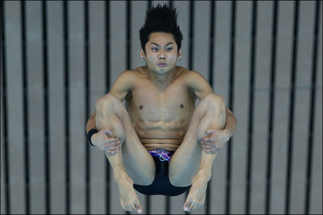 photo insolite nageur plongeon natation Jeux Olympiques 2012 Londres Chine