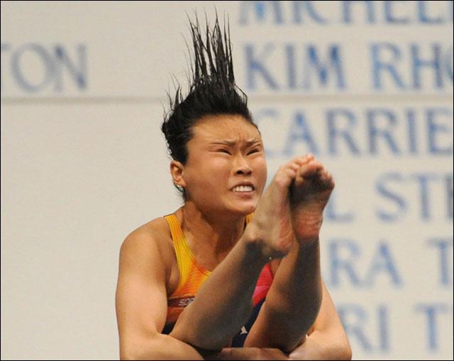 photo insolite nageur plongeon natation Jeux Olympiques 2012 Londres Chine