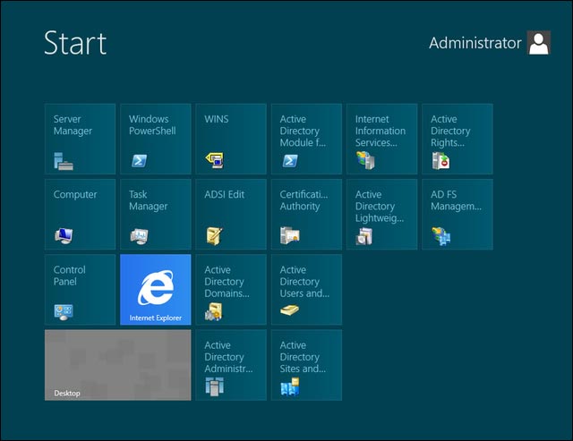 screenshot nouvelle interface graphique Windows Server 2012 modern UI metro