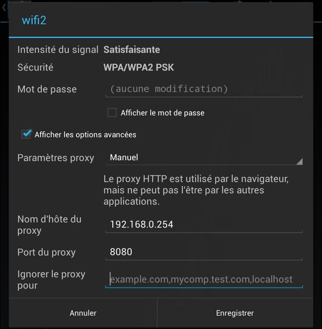 tutoriel configuration proxy Android smartphone tablet Nexus Galaxy S3 GS3