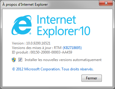 Internet Explorer 10 about IE10
