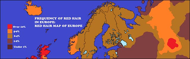 carte Europe roux cheveux rousse carte Europe roux cheveux rousse
