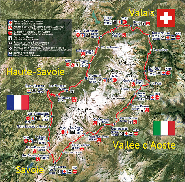 UTMB Ultra Trail Mont Blanc carte course