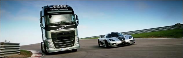 Koenigsegg One vs volvo camion Koenigsegg One vs volvo camion