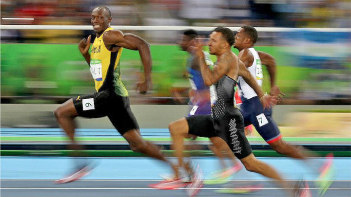 Le sourire du sprinter Usain Bolt aux JO 2016